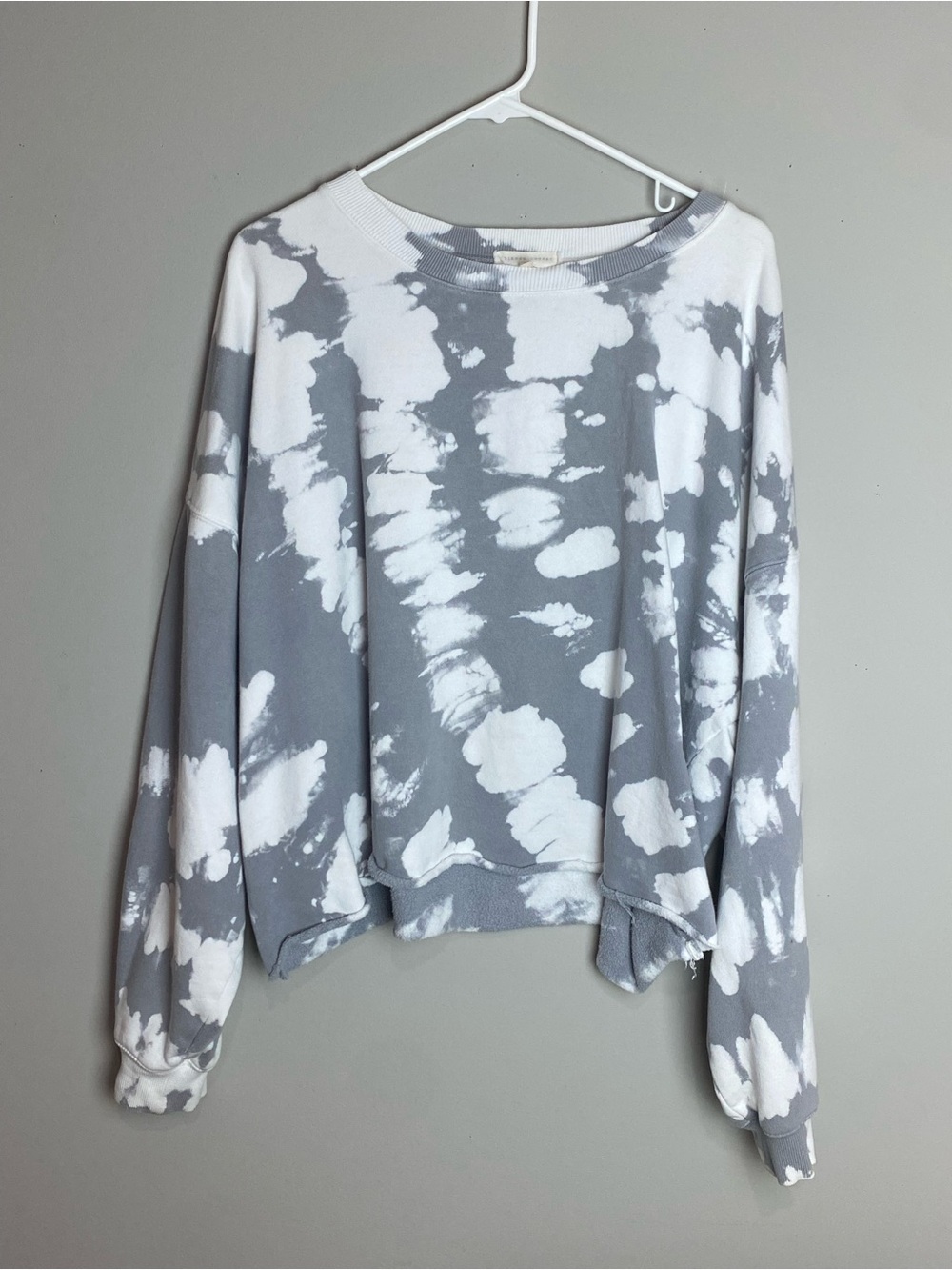 Gray and White Tie-Dye Pullover Sweatshirt - Women